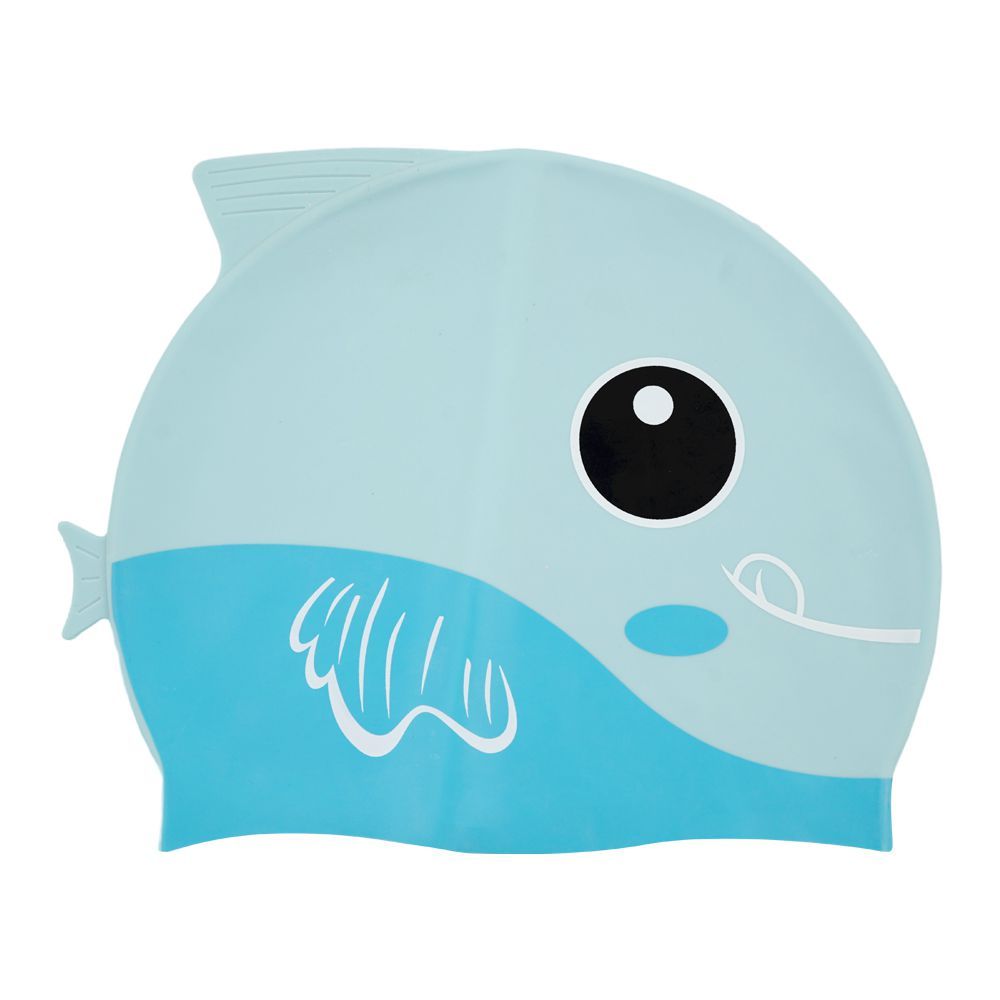 Swimming Cap For Kids, Fish, Sea Green & Blue - Main Image
