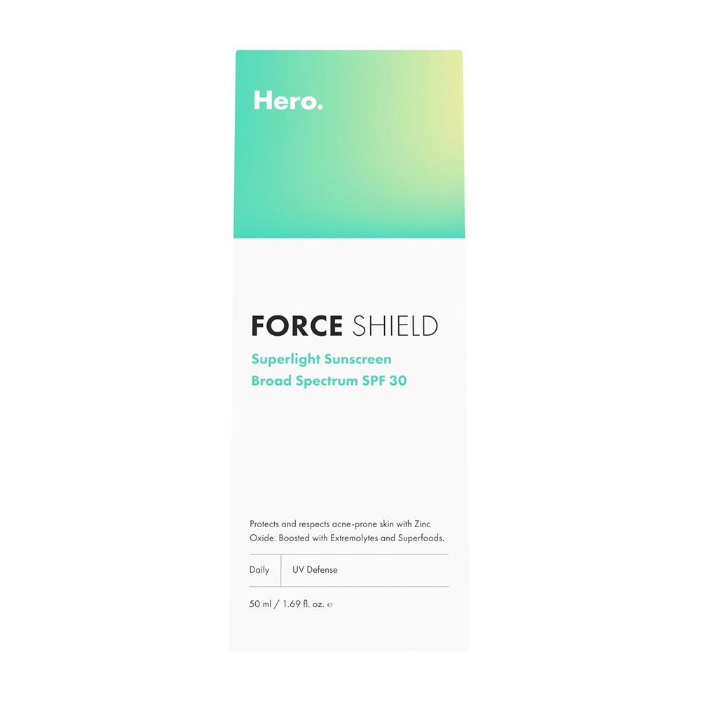 Hero Cosmetics Cosmetics Force Shield Superlight Sunscreen, SPF30, Vitamin E, For Acne-Prone Skin, 50ml - Main Image
