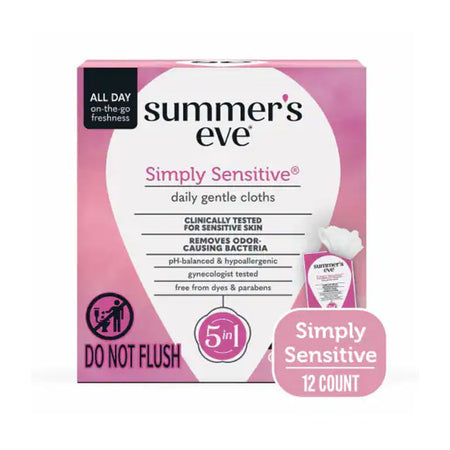 Summer's Eve Simply Sensitive 5-In-1 Daily Gentle Cloths, Paraben Free, 12-Pack - Main Image