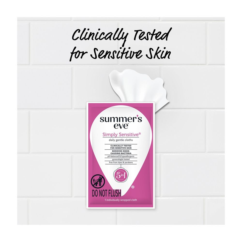 Summer's Eve Simply Sensitive 5-In-1 Daily Gentle Cloths, Paraben Free, 12-Pack - Image 3