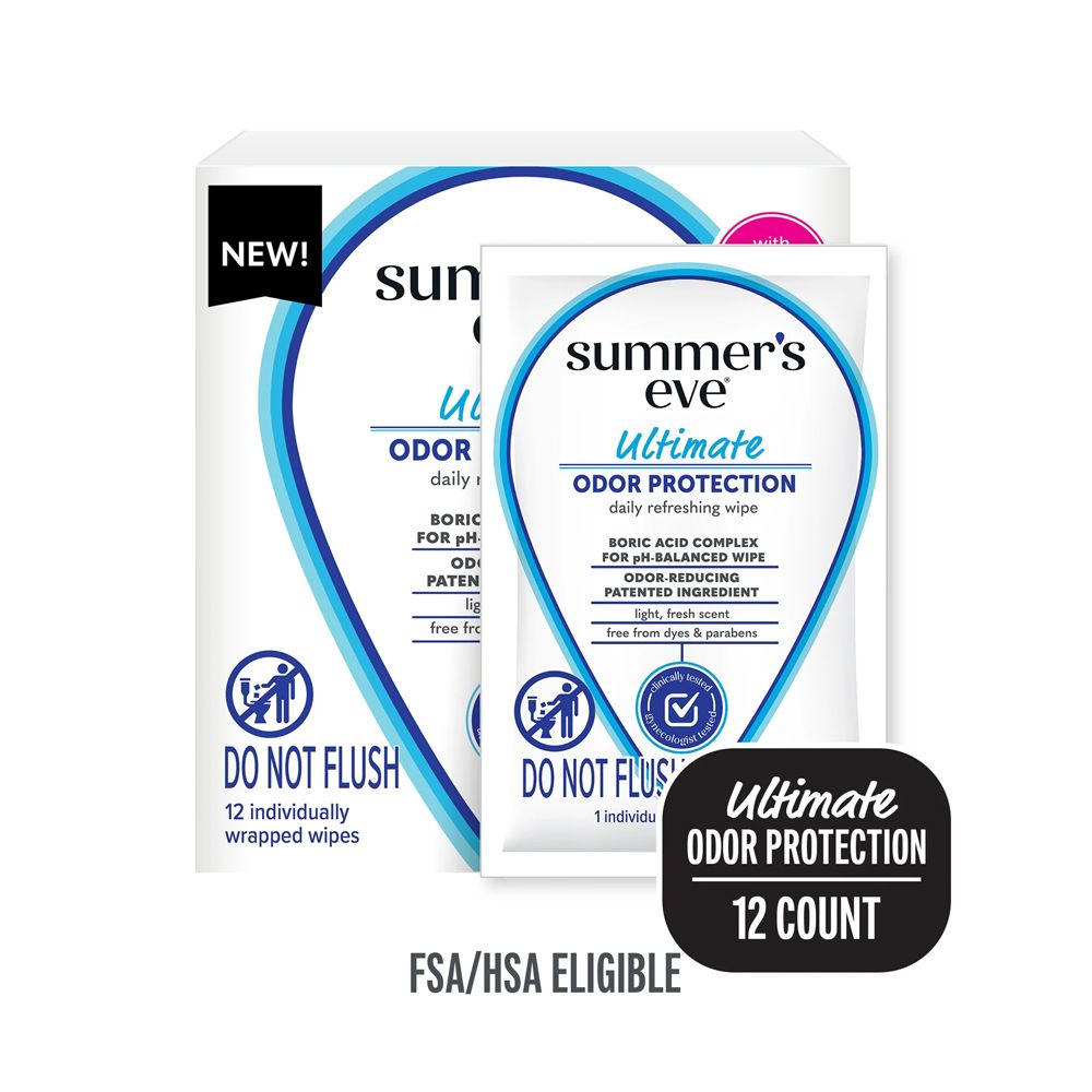 Summer's Eve Ultimate Odor Protection Wipes, Dyes & Paraben Free, For Sensitive Skin, 12-Pack - Main Image