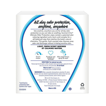 Summer's Eve Ultimate Odor Protection Wipes, Dyes & Paraben Free, For Sensitive Skin, 12-Pack - Image 3