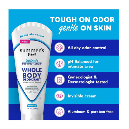 Summer's Eve Fresh Scent Ultimate Odor Control Whole Body Deodorant, Aluminum & Paraben Free, For Sensitive Skin, 89ml - Image 5