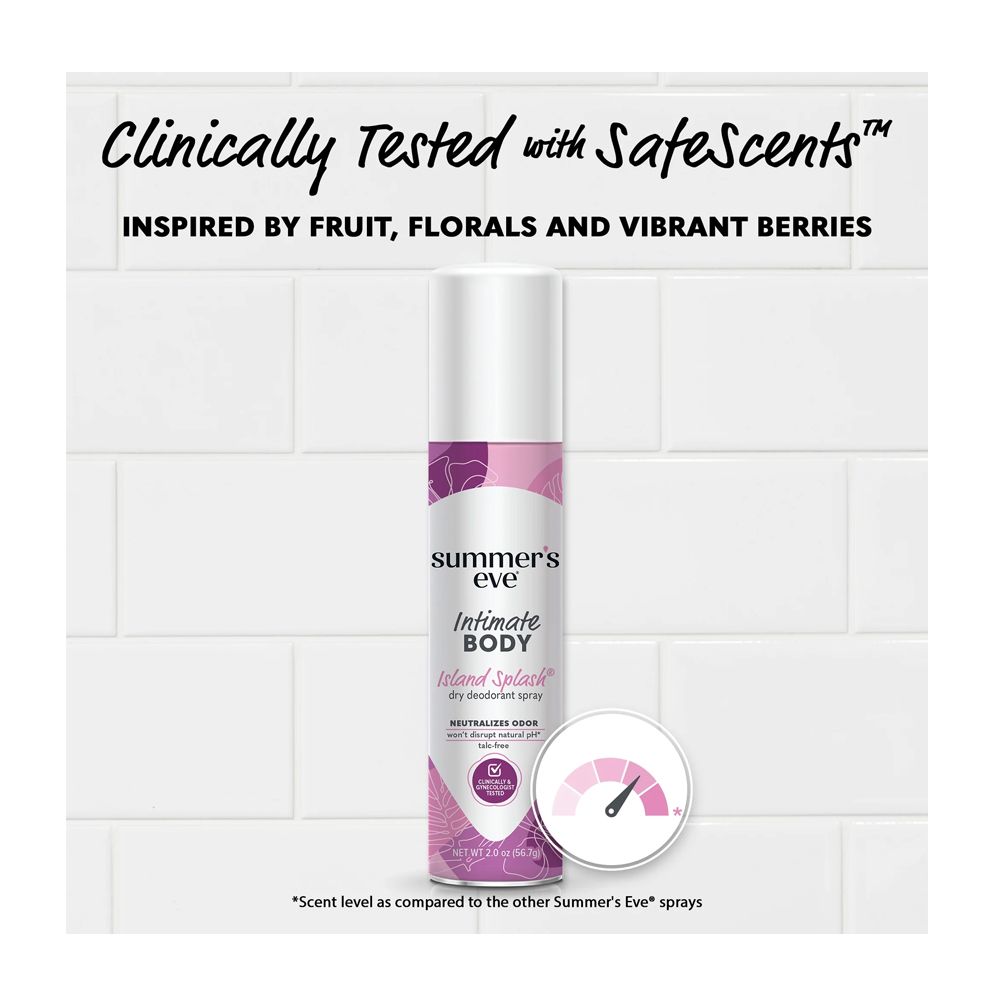 Summer's Eve Island Splash Daily Refreshing Feminine Body Deodorant Spray, Talc-Free, Vitamin E, 56.7g - Image 6
