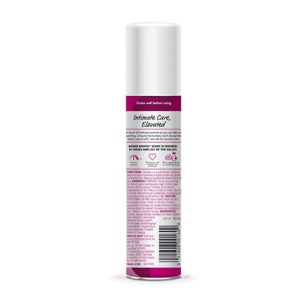Summer's Eve Amber Nights Daily Refreshing Feminine Body Deodorant Spray, Talc-Free, Vitamin E, 56.7g - Image 2