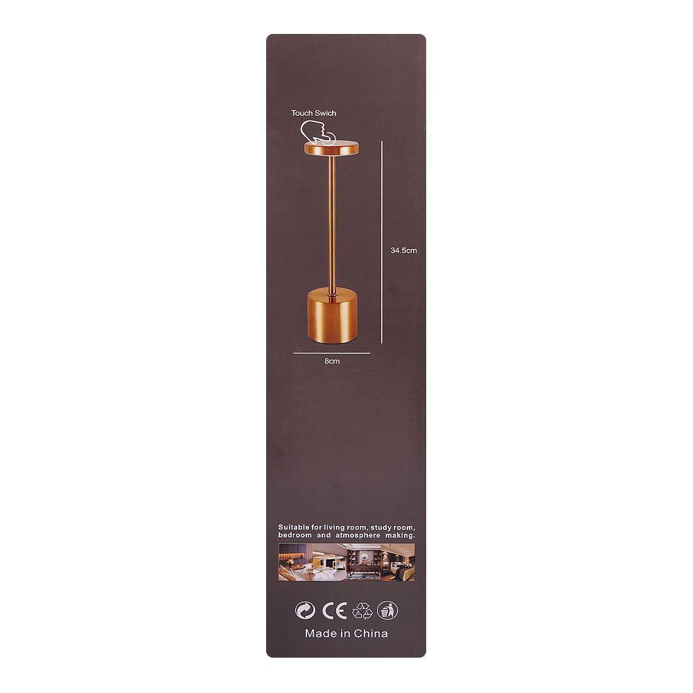 AJF USB Rechargable Metal Table Lamp, Rose Gold - Image 3