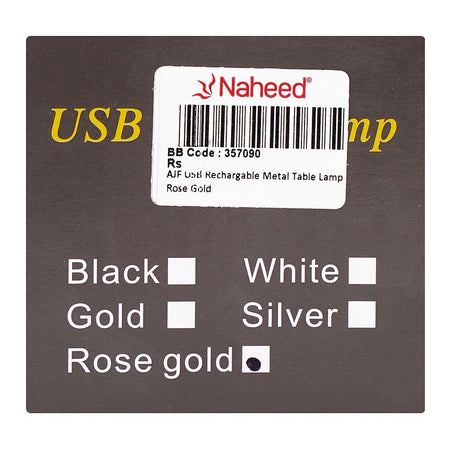 AJF USB Rechargable Metal Table Lamp, Rose Gold - Image 5