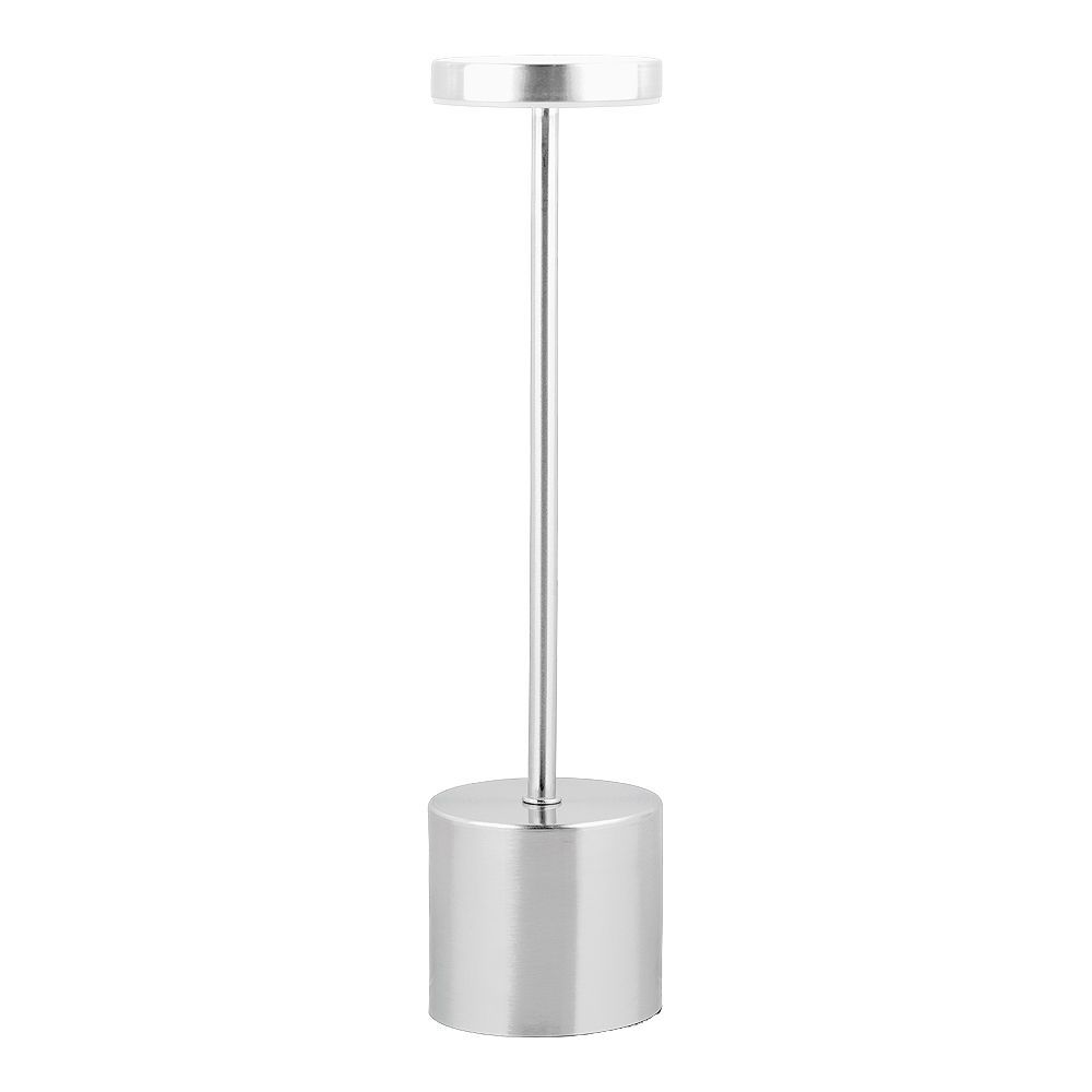 AJF USB Rechargable Metal Table Lamp, Silver - Main Image