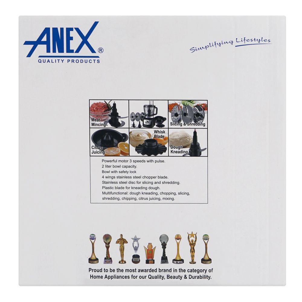 Anex Deluxe Chopper, 600W, 220-240V, 2 Liter Bowl, AG-3052 - Image 4