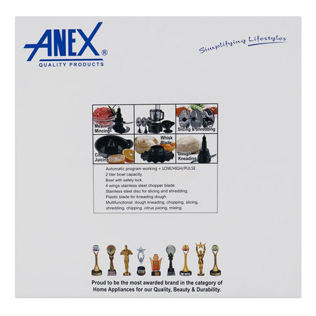 Anex Deluxe Chopper, 700W, 220-240V, 2 Liter Bowl, AG-3054 - Image 4