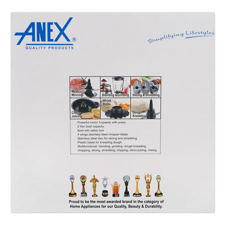 Anex Deluxe Food Processor, 700W, 220-240V, 2 Liter Bowl, AG-3147 - Image 4