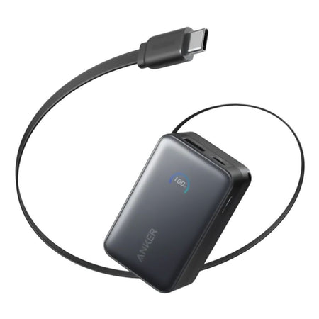 Anker Nano Power Bank, 10000mAh, 45W, Built-In USB-C Cable, Black, A1638H11 - Main Image