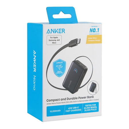 Anker Nano Power Bank, 10000mAh, 45W, Built-In USB-C Cable, Black, A1638H11 - Image 3