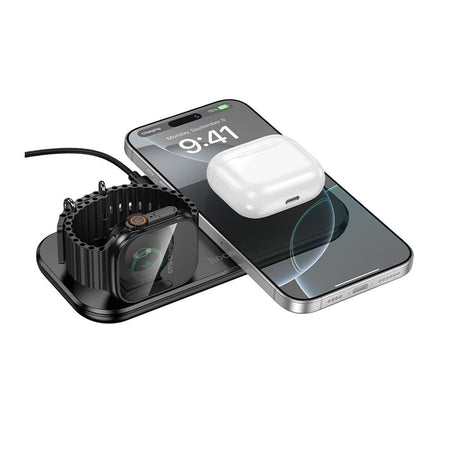 HOCO North 3-In-1 Desktop Wireless Fast Charger, CW65, Black - Image 3