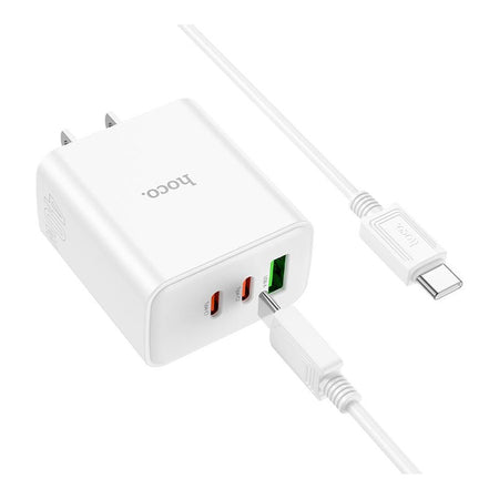 HOCO Pure Power Charger, 1 X USB-A 18W + 2 X USB-C 20W Ports, C126, White, US - Image 4
