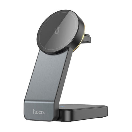 HOCO Motorcycle Folding 3- In-1 Magnetic Wireless Fast Charger, CQ3, Black - Main Image