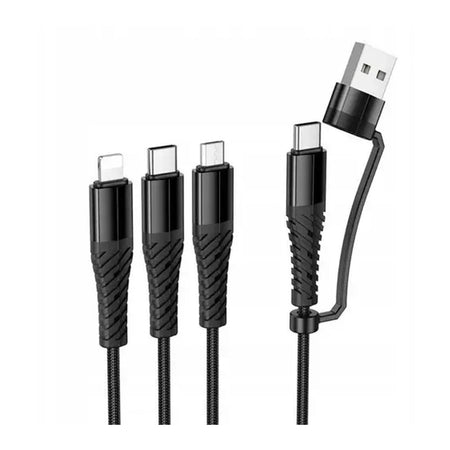 HOCO Victory 3-In-1 Charging Cable, (USB-C To iPhone + Type-C + Micro) X123 Black - Main Image