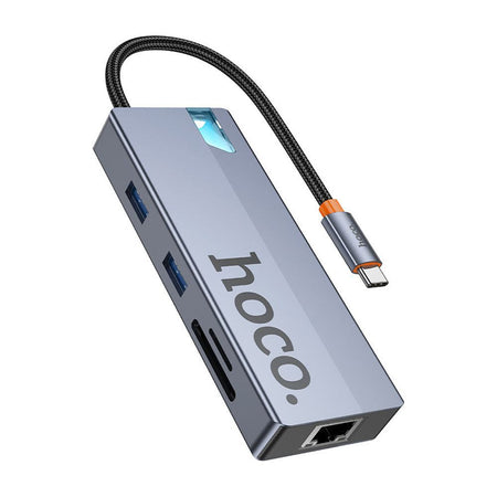 HOCO Wow 8-In-1 Multi-Function Converter Hub, 5Gbps Transfer Speed, HB52, Deep Space Gray - Image 4