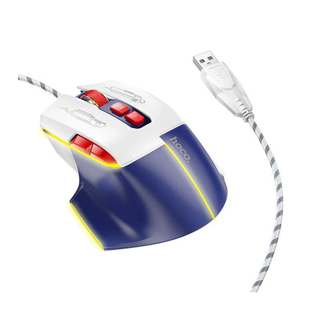HOCO Overlord Luminous Gaming Wired Mouse, GM31, White Blue - Main Image