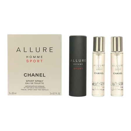 Chanel Allure Homme Sport Gift Set, For Men, Edt Twist And Spray 3 X 20ml Cologne Travel Spray & 2X Refills - Main Image