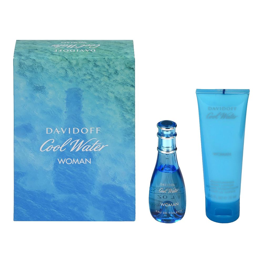 Davidoff Cool Water Woman Gift Set, For Women, Edt Spray 30ml + Body Lotion 75ml - Main Image