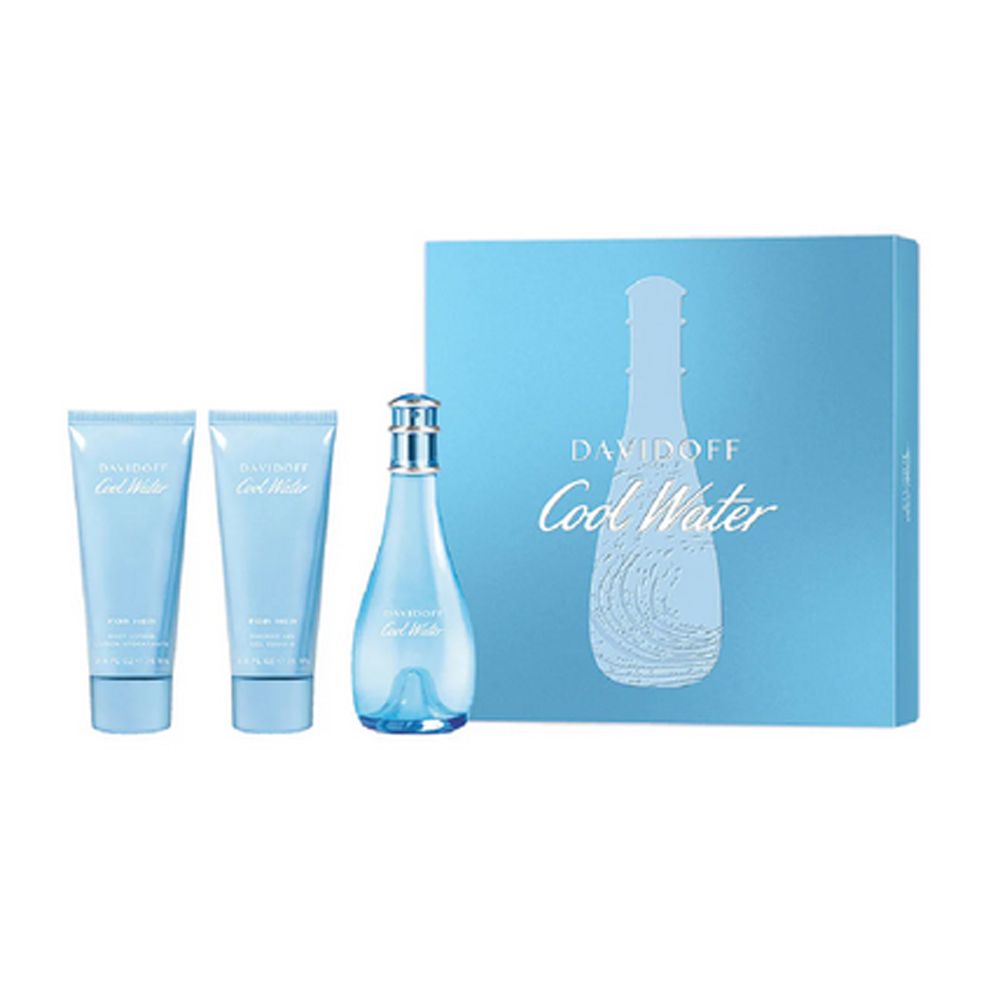 Davidoff Cool Water Woman Gift Set, For Women, Edt Spray 100ml + Body Lotion 75ml + Shower Gel 75ml - Main Image