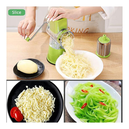 AJF Multifunctional Tabletop Drum Grater, 3-In-1 Rotary Shredder Slicer Grinder, Assorted Color - Image 2