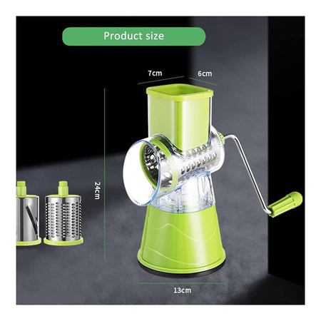 AJF Multifunctional Tabletop Drum Grater, 3-In-1 Rotary Shredder Slicer Grinder, Assorted Color - Image 3