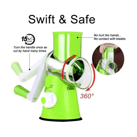 AJF Multifunctional Tabletop Drum Grater, 3-In-1 Rotary Shredder Slicer Grinder, Assorted Color - Image 4