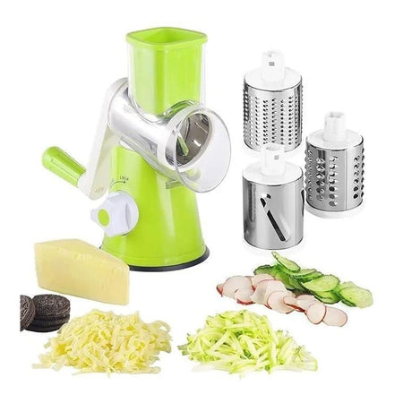 AJF Multifunctional Tabletop Drum Grater, 3-In-1 Rotary Shredder Slicer Grinder, Assorted Color - Image 5