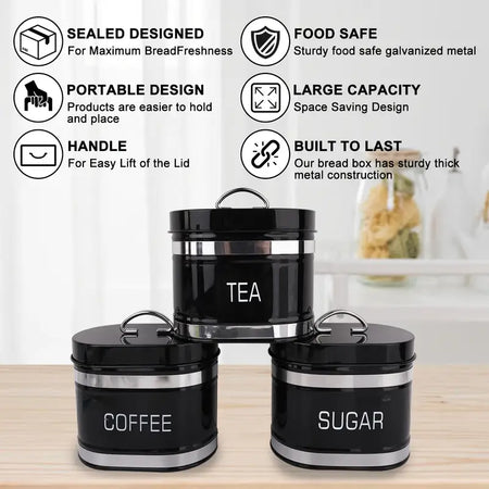 set of 4 bread bin and canister set image 5