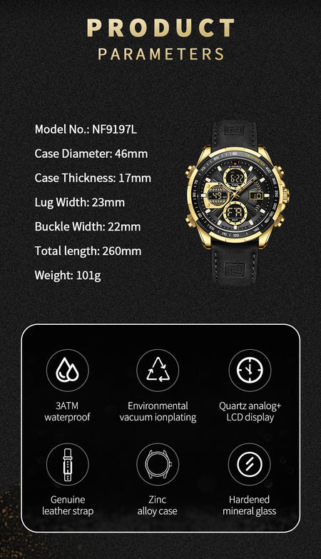 Overfly 9197 Naviforce Analog-Digital Dual Time Chronograph Watch image 3