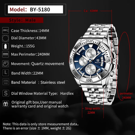 Benyar BY-5180 Skymaster Chronograph Watch Image 2