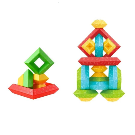 Wooden 17 PCS Pyramid OF Wisdom Building Blocks Set