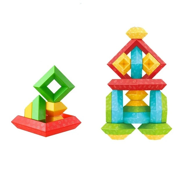 Wooden 17 PCS Pyramid OF Wisdom Building Blocks Set