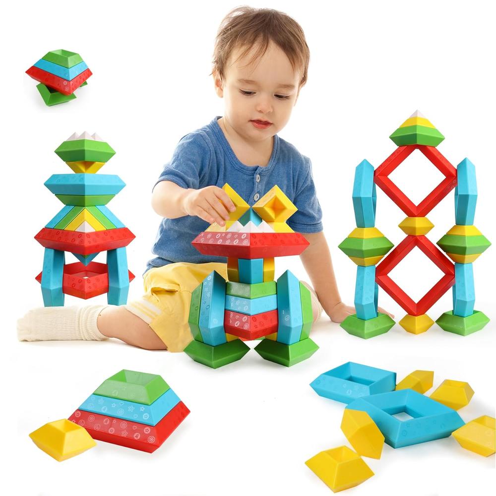 Wooden 17 PCS Pyramid OF Wisdom Building Blocks Set