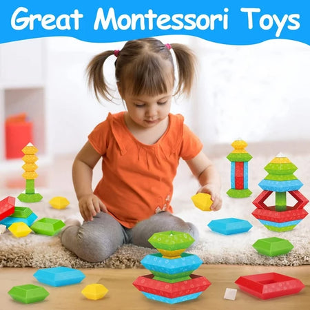 Wooden 17 PCS Pyramid OF Wisdom Building Blocks Set