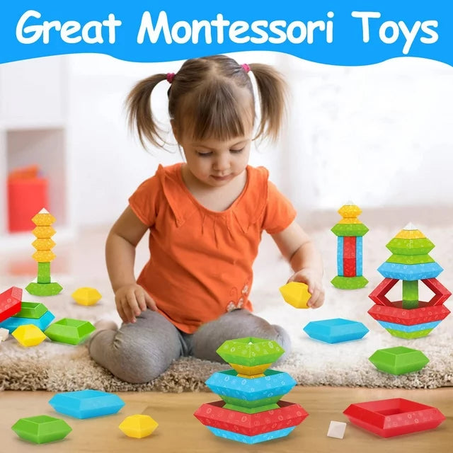 Wooden 17 PCS Pyramid OF Wisdom Building Blocks Set