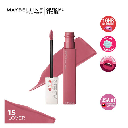 Maybelline New York SuperStay Matte Ink Liquid Lipstick 16HR Long-Lasting High Pigment Waterproof - 15 Lover - Main Image
