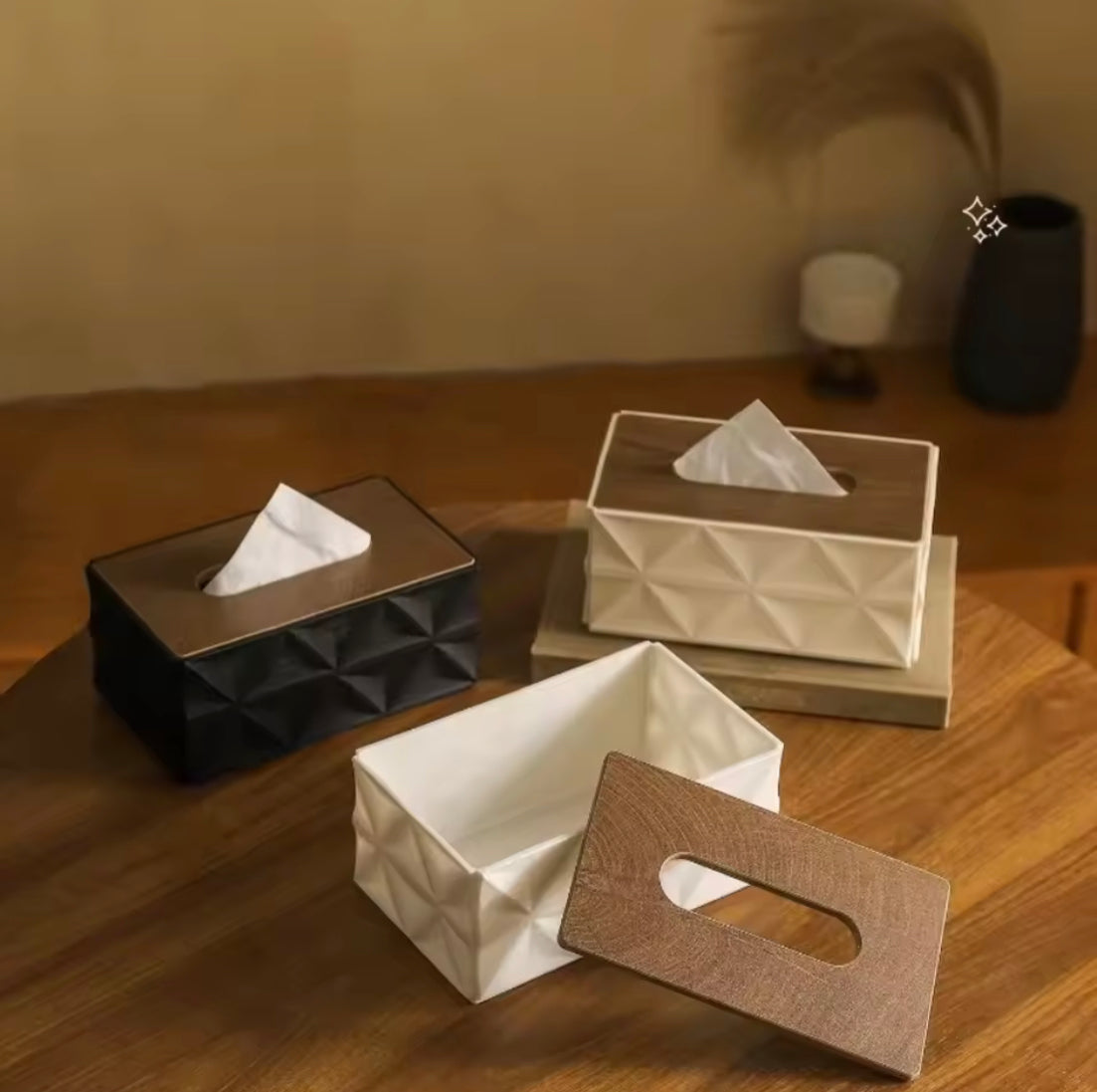 luxury geometric tissue box holder main image
