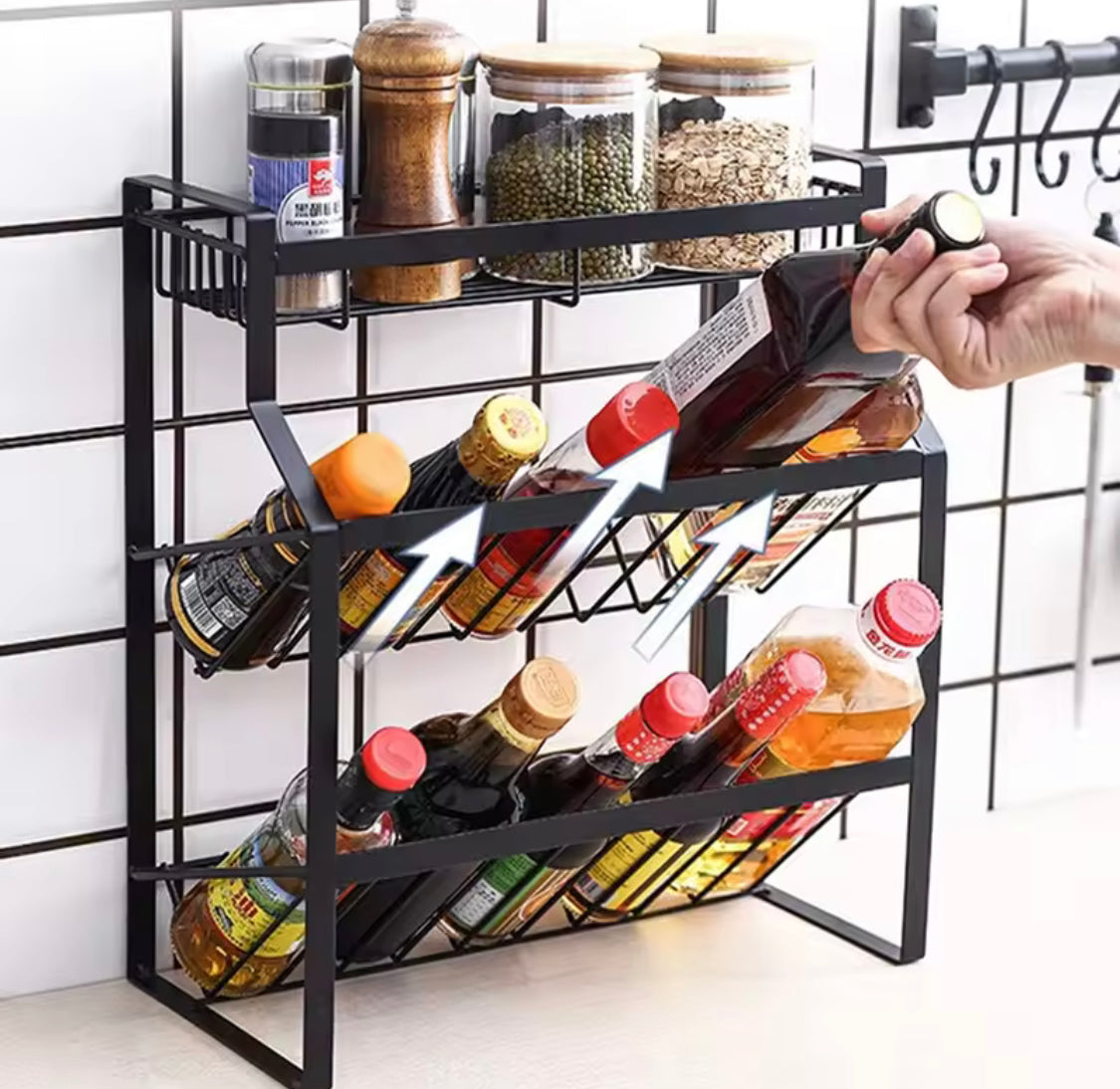 3-tier stackable kitchen spice storage rack main image