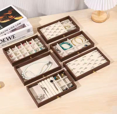 3 layer wooden jewelry organizer image 3