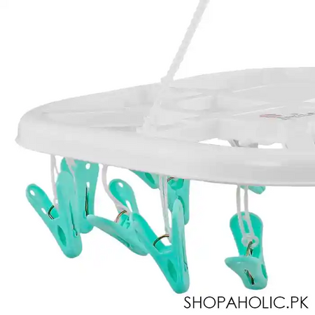 16 clips simple folding clothes drying rack image2