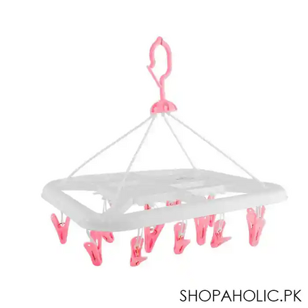 16 clips simple folding clothes drying rack image3