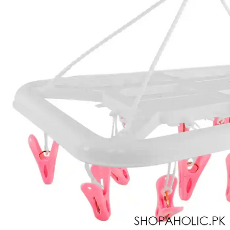 16 clips simple folding clothes drying rack image4