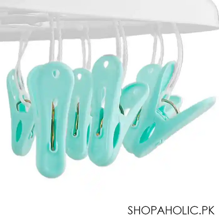 16 clips simple folding clothes drying rack image5