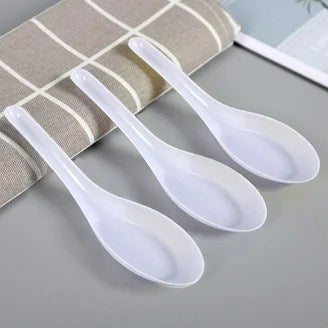 6-Piece White Melamine Soup Spoons Set image 2