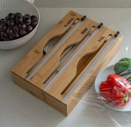 wall mounted bamboo foil cling film cutter image 4