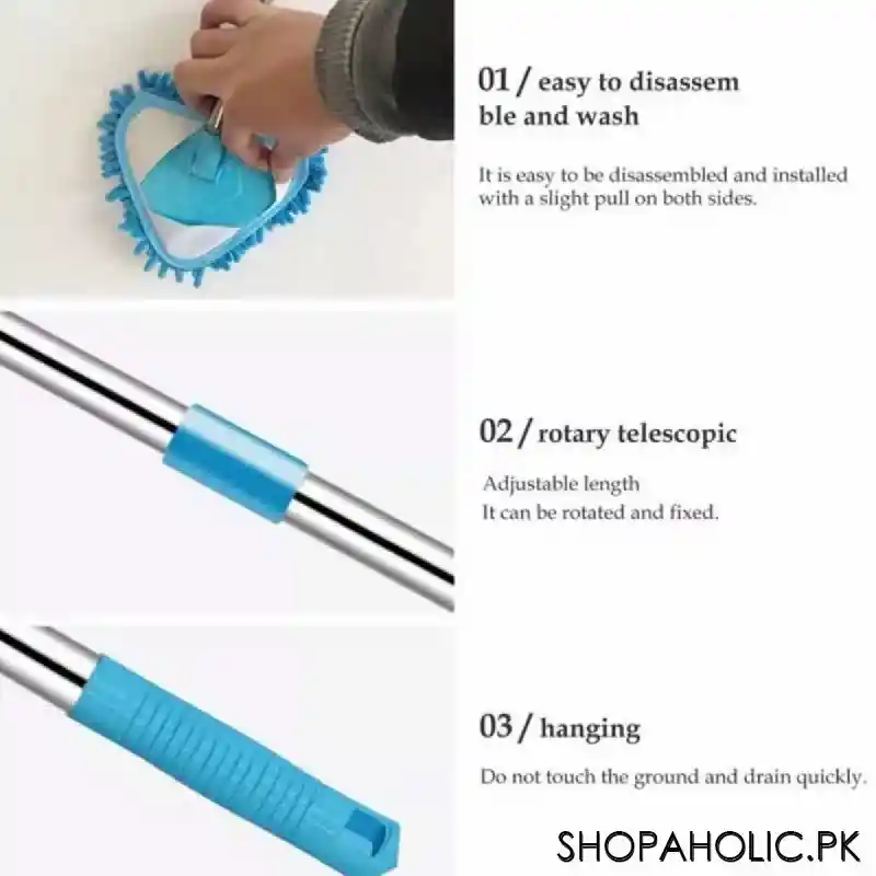 180 degree rotatable microfiber extendable triangular mop image3