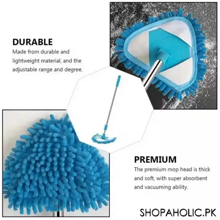 180 degree rotatable microfiber extendable triangular mop image4